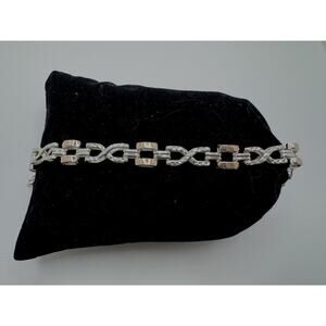 Designer Peruvian Sterling Silver 950 and 18K Gold Inlay Bracelet - 7.5”